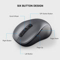 2.4G Wireless Mouse for Laptop, Ergonomic Computer Mouse with USB Receiver and 3 Adjustable Levels, 6 Button Wireless Mice for Windows Mac PC Notebook (Grey)