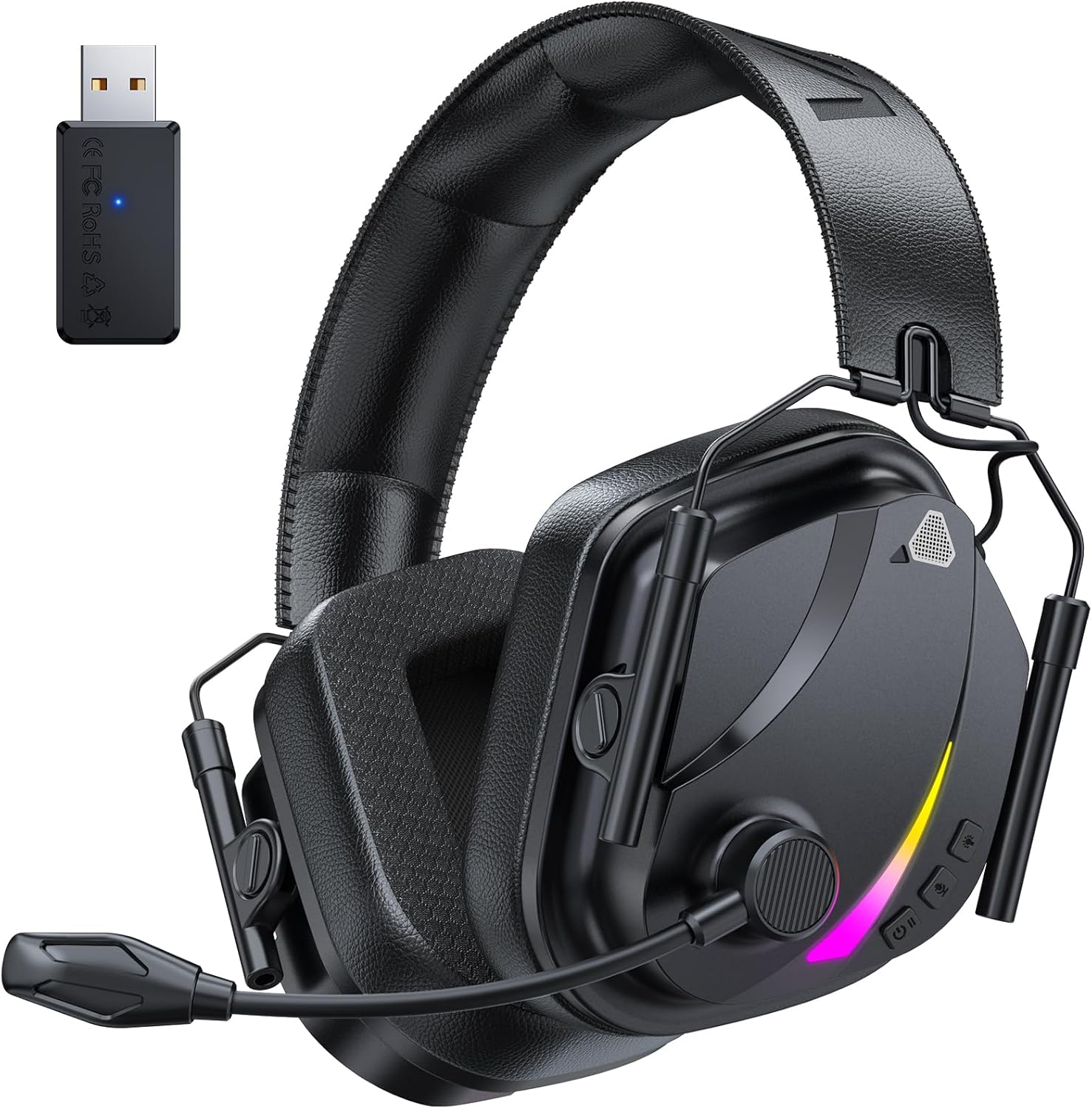 Wireless Gaming Headset for PS5, PS4, PC, 2.4GHz Low-Latency & Bluetooth 5.4 Gaming Headphone with Noise Canceling Mic, 50mm Drivers, 50H Battery Wireless Headset for Switch, Mobile, Mac