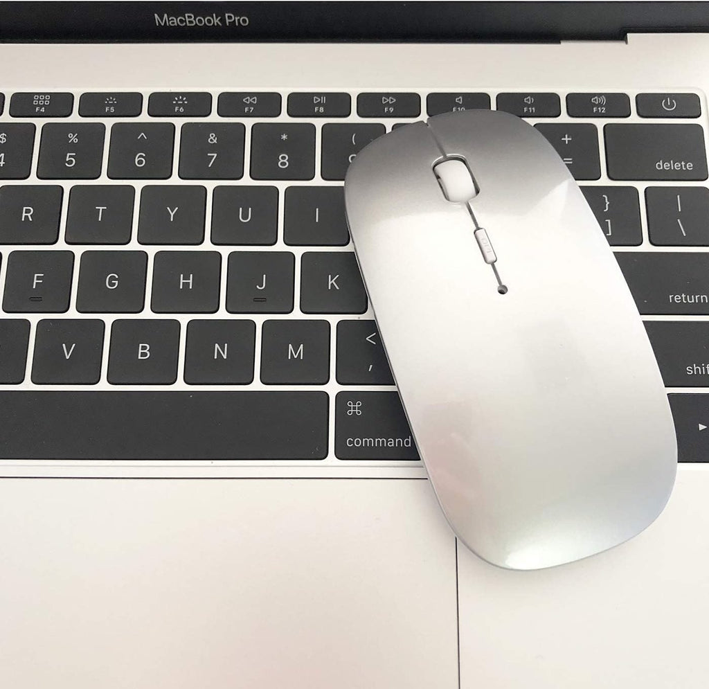Bluetooth Wireless Mouse for Laptop mac MacBook ipad MacBook air MacBook pro pc Desktop Computer Windows Chromebook Notebook (Silver)